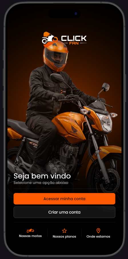 Tela de acesso do app ClickFan
