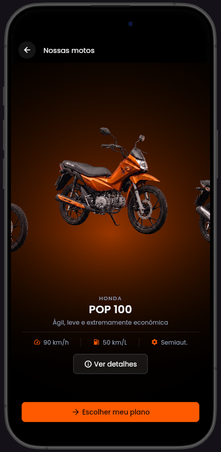 Catálogo de motos do app ClickFan